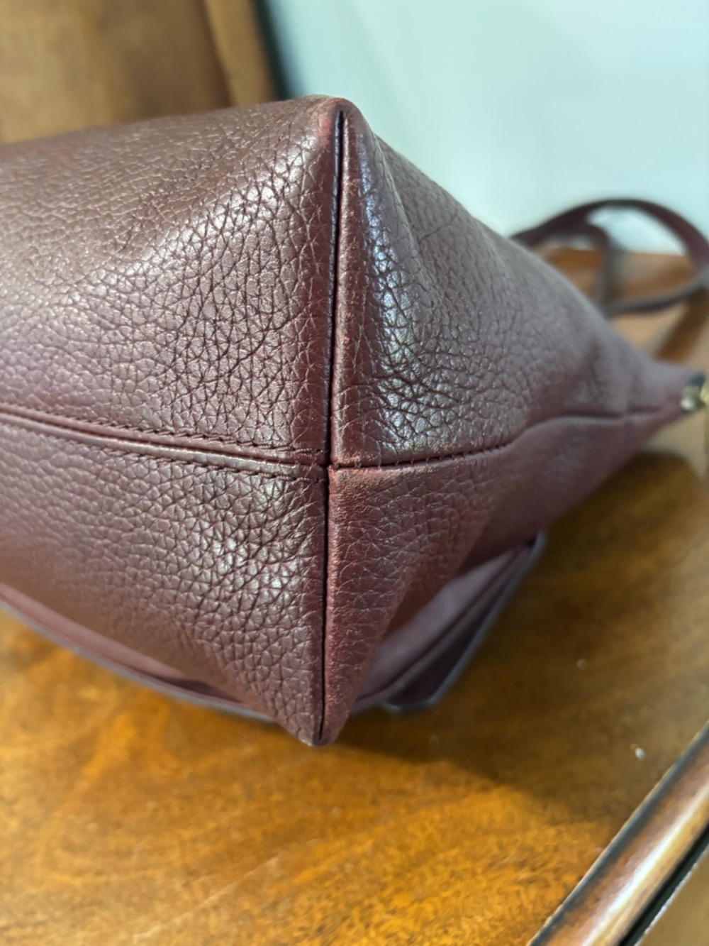 Fossil Kinley Leather and Suede Shopper Tote in Claret Red with gold hardware - Picture 5 of 14